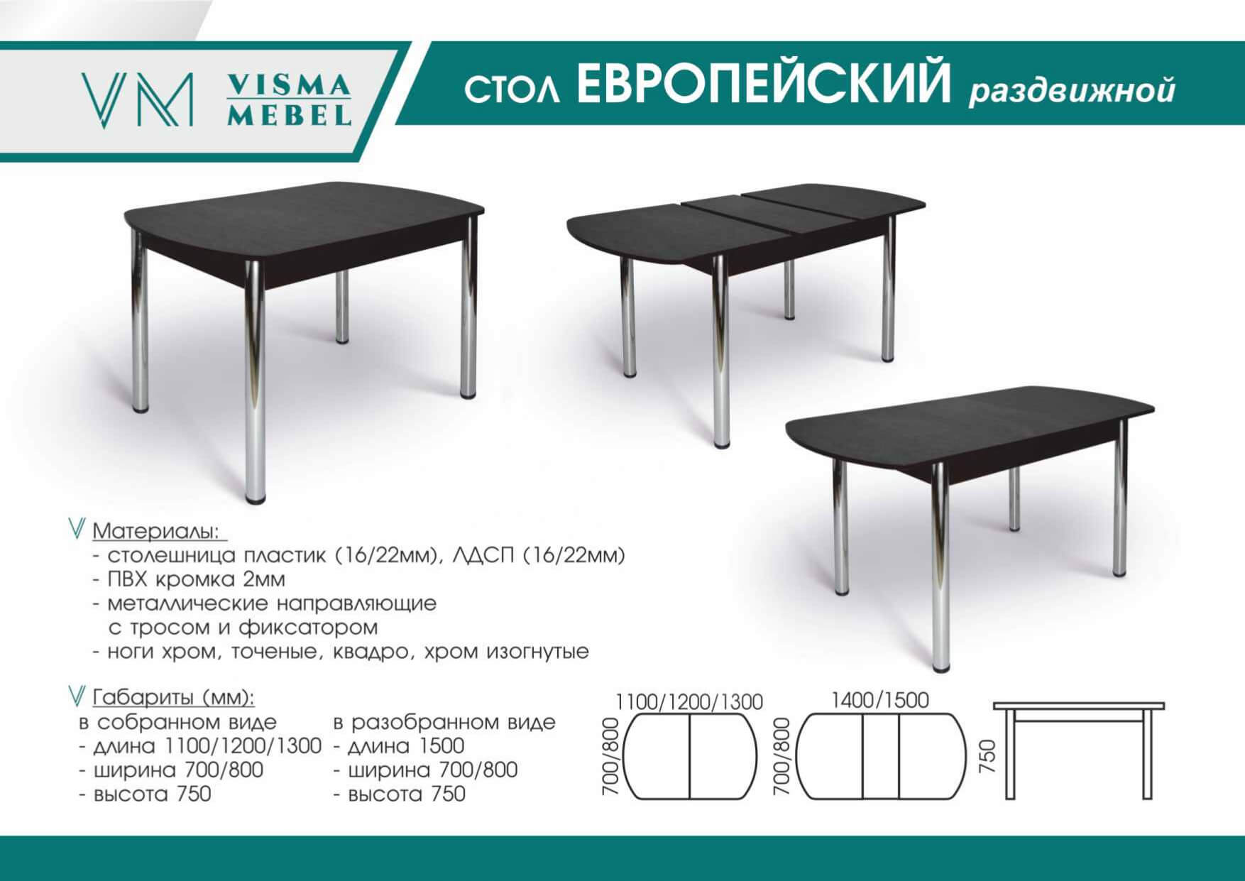 Обеденные столы Visma